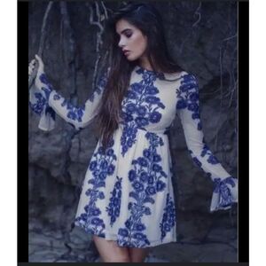 For Love and Lemons Temecula Mini Dress Blue Size XS
